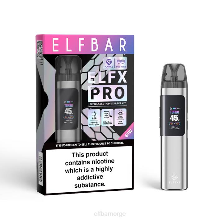 ELFBAR ELFX Pro Åpne POD -enhet Sliver VDT21 Elf Bar Vape Norge