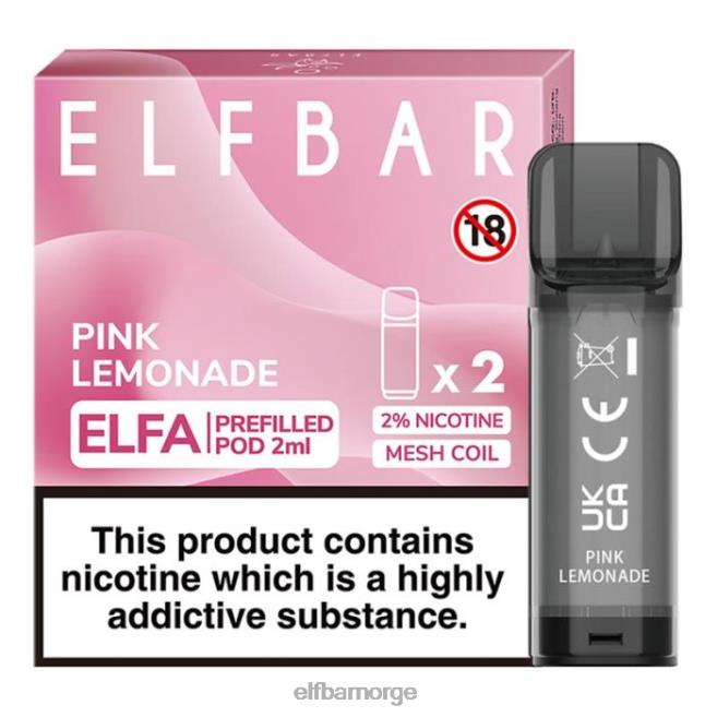 elfbar elfa ferdigfylt pod - 2ml - 20mg (2 pakke) 86L26111 rosa limonade