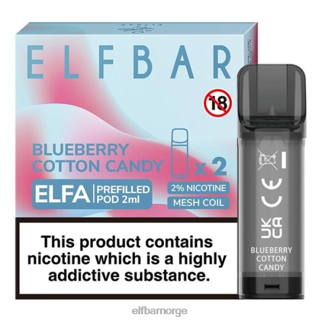 elfbar elfa ferdigfylt pod - 2ml - 20mg (2 pakke) 86L26129 jordbær bringebær kirsebæris