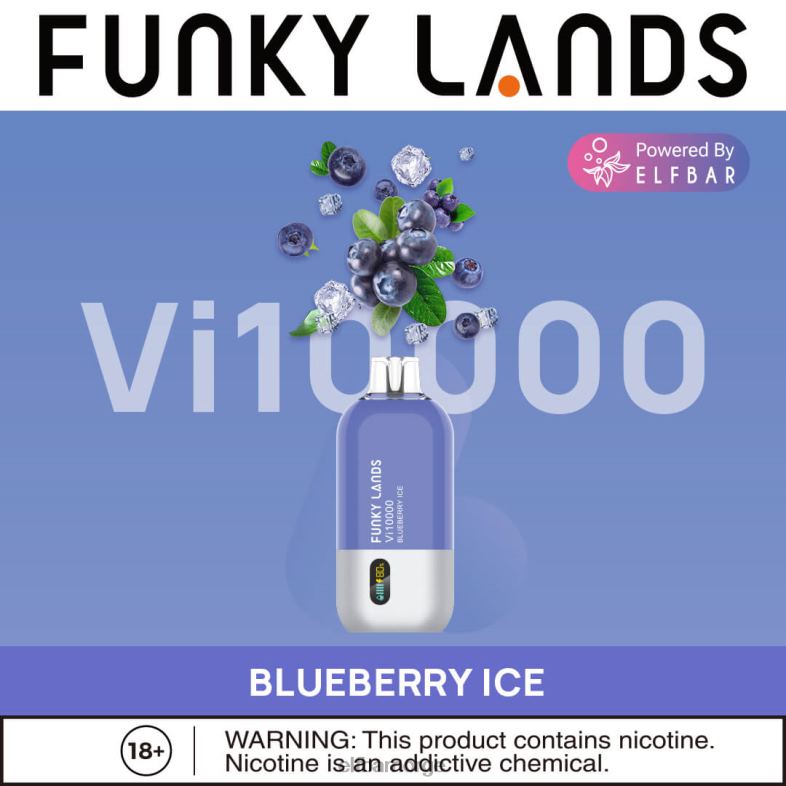 ELFBAR funky lands engangs vape vi10000 puffs blåbær rose mynte X4424163